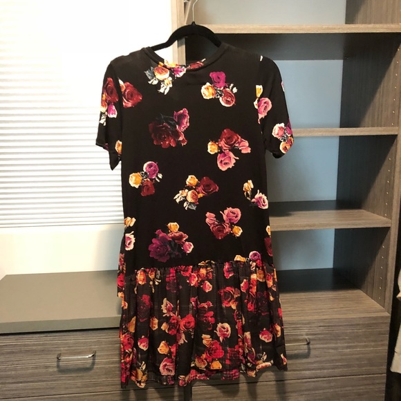 Black floral midi dress - Picture 1 of 5
